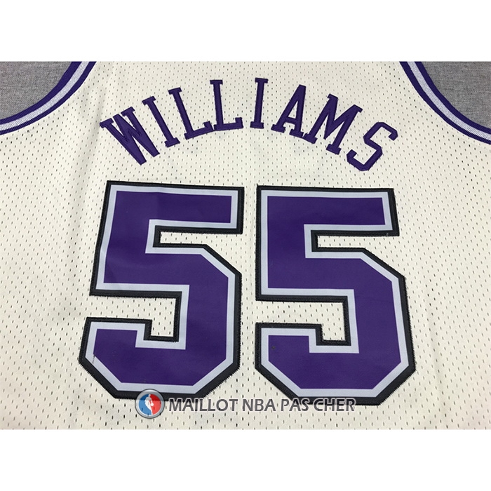 Maillot Sacramento Kings Jason Williams NO 55 Mitchell & Ness Chainstitch Creme